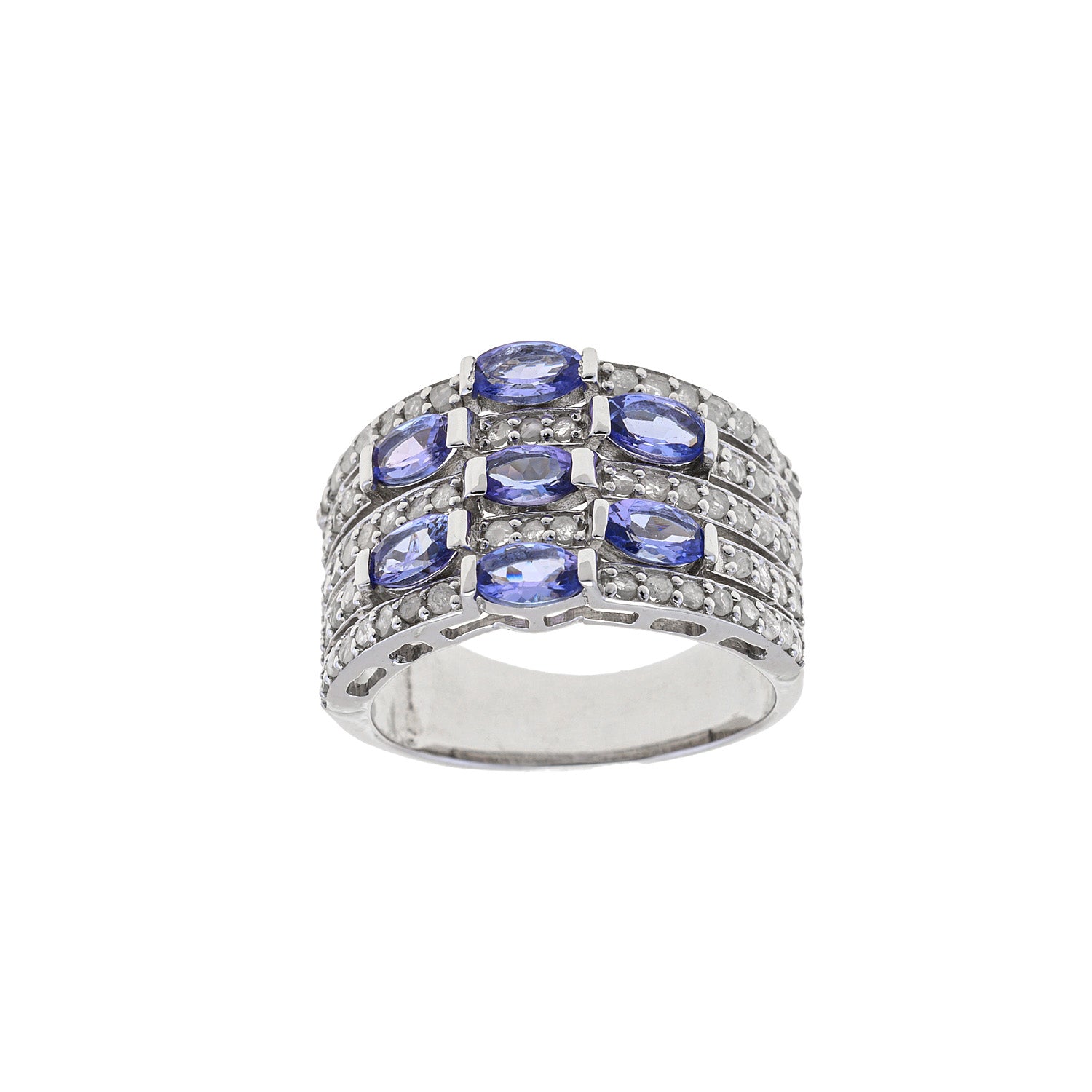 Blue Brilliance: Tanzanite and Diamond Silver Ring