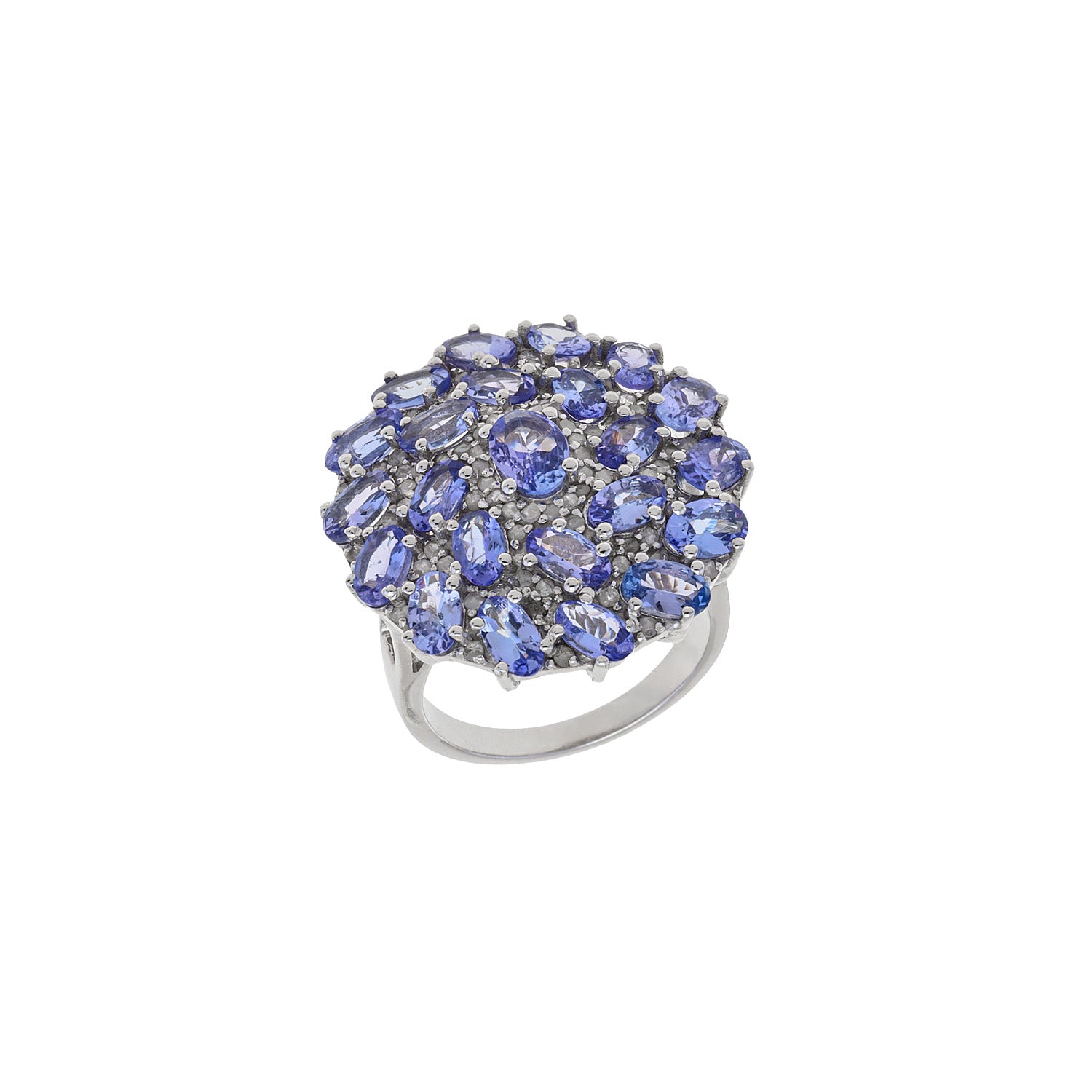 Royal Tanzanite and Diamond Silver Ring