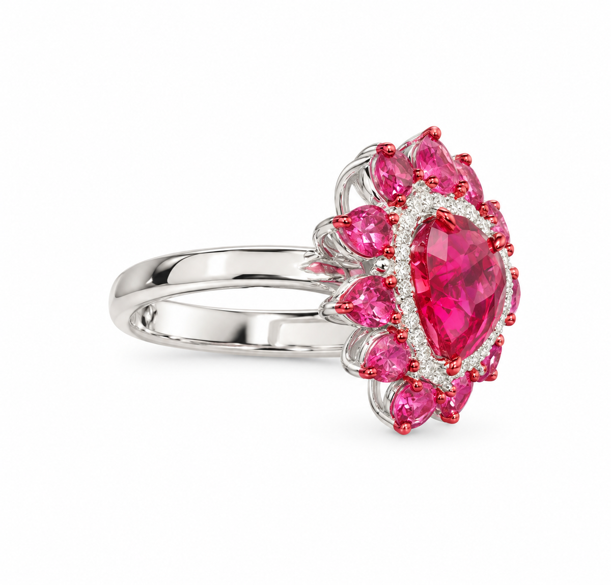 Rubellite Heart Ring