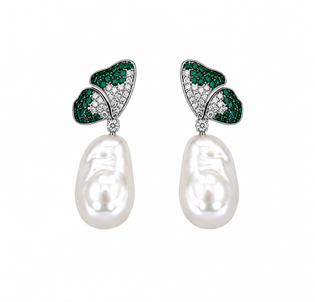 Butterfly Kiss Baroque Green Earrings
