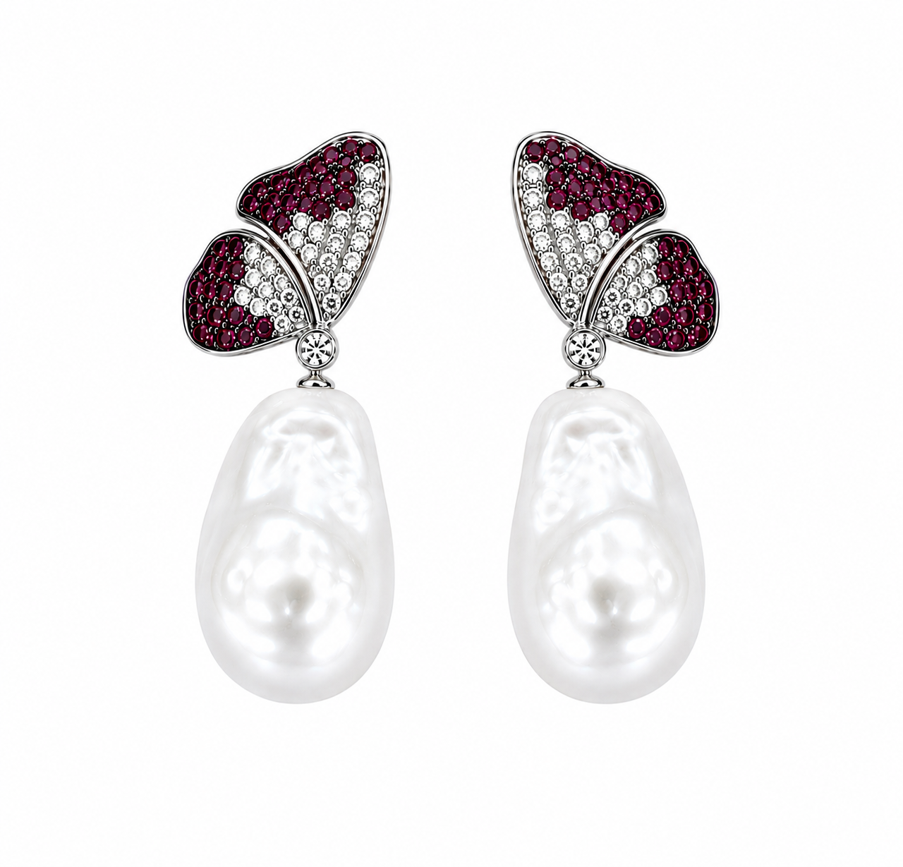 Butterfly Kiss Baroque Red Earrings