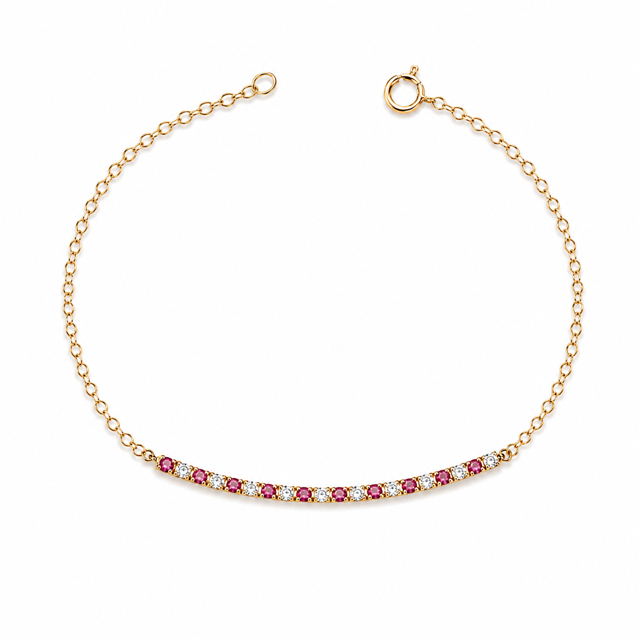 Pink Sapphire and Diamond Half Tennis Bracelet