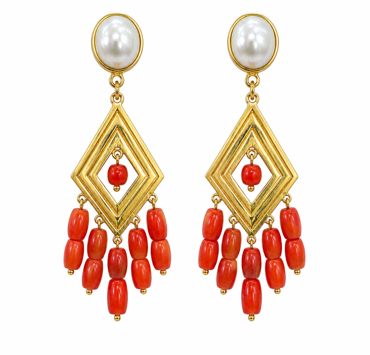 Natural Coral Crown Earrings