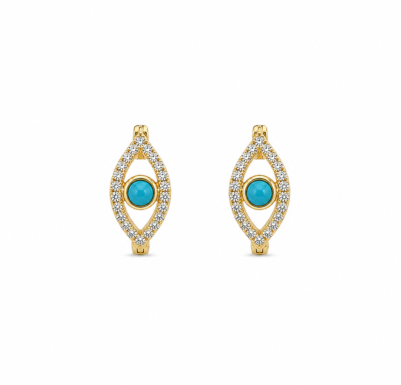 Turquoise Evil Eye Hoops