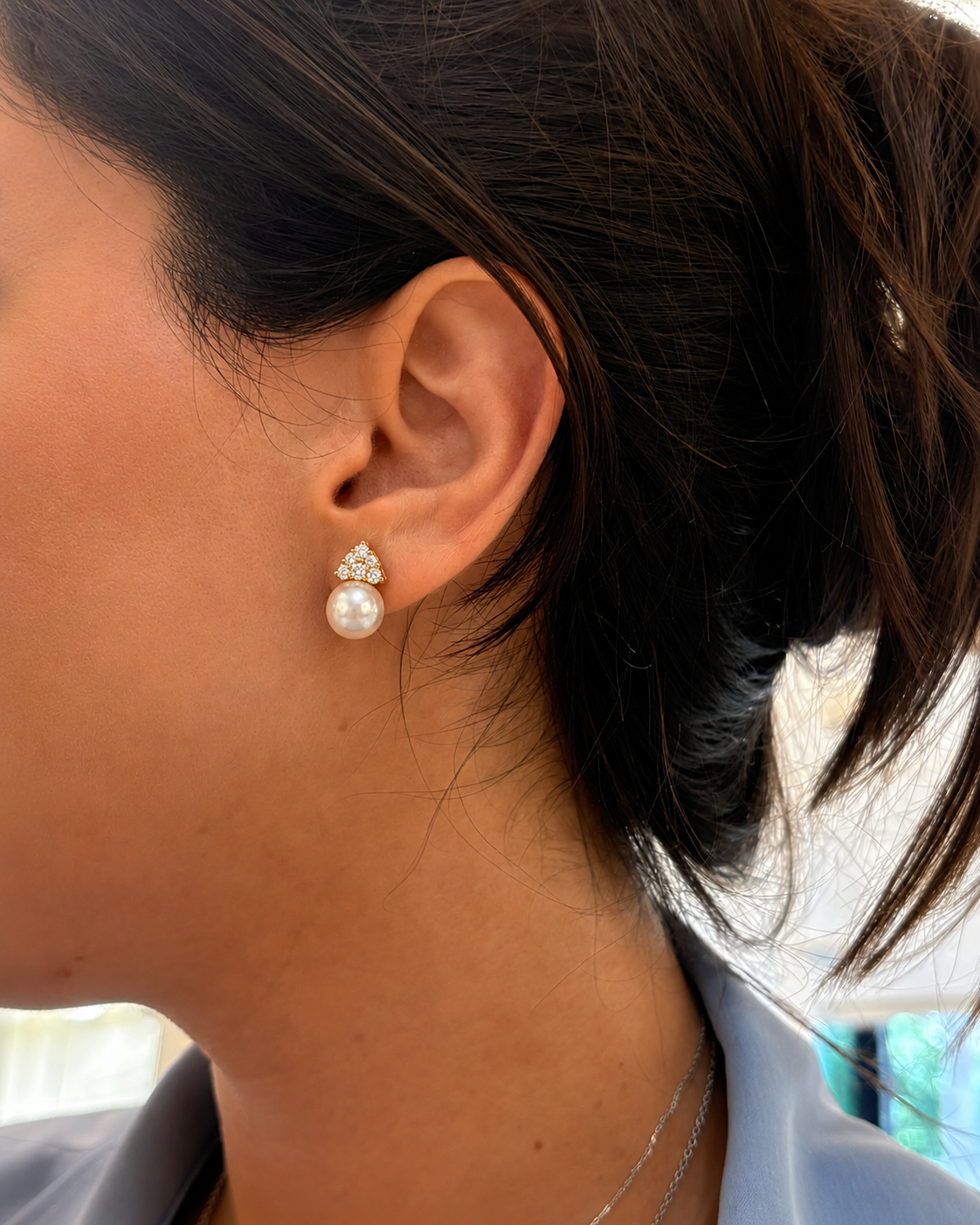 Diamond Pearl Earrings