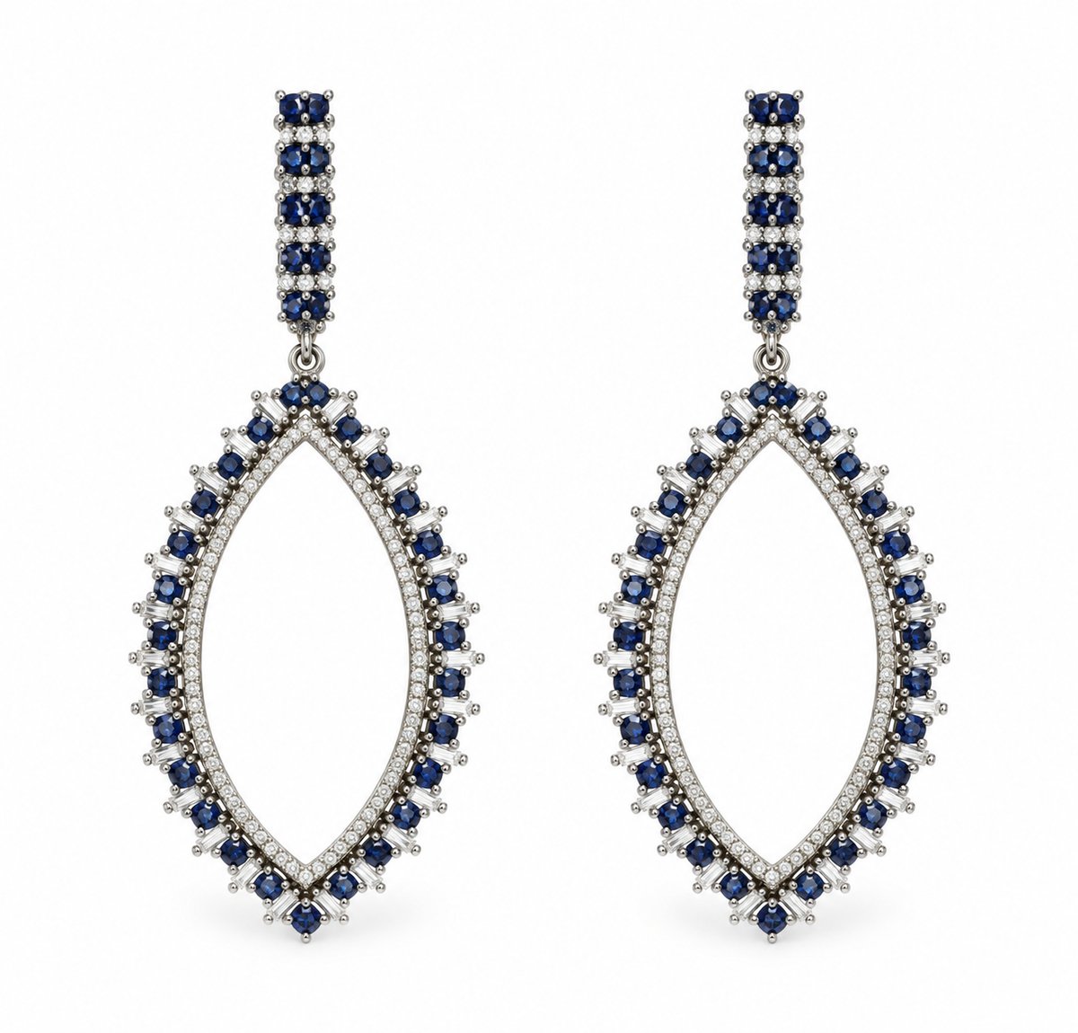 Sapphire Baguette Diamond Earrings