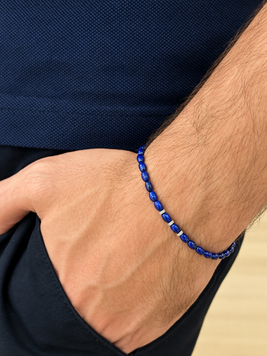 Triple Diamond Lapis Bracelet