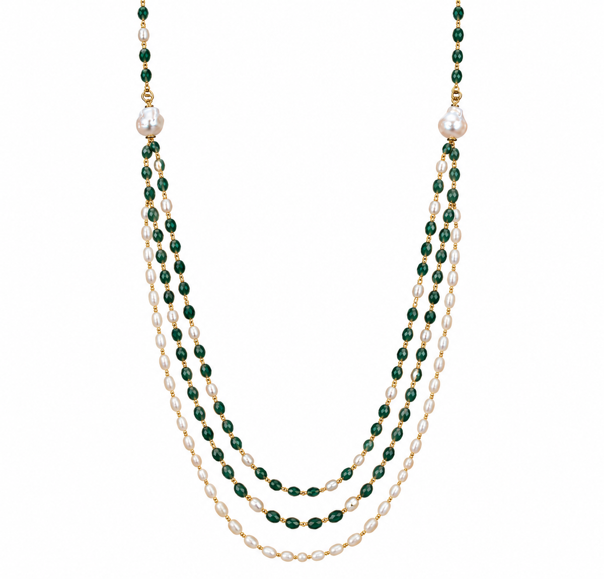 Emerald and Pearl Necklace