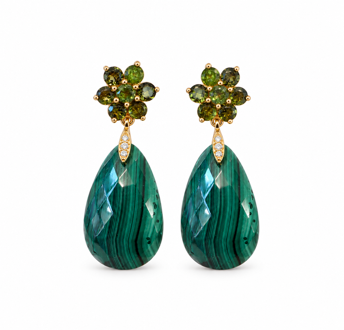 Malachite and Green Tourmaline Earrings