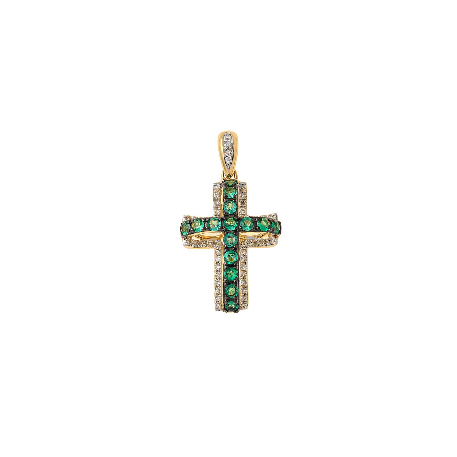 Emerald with Diamonds Cross
