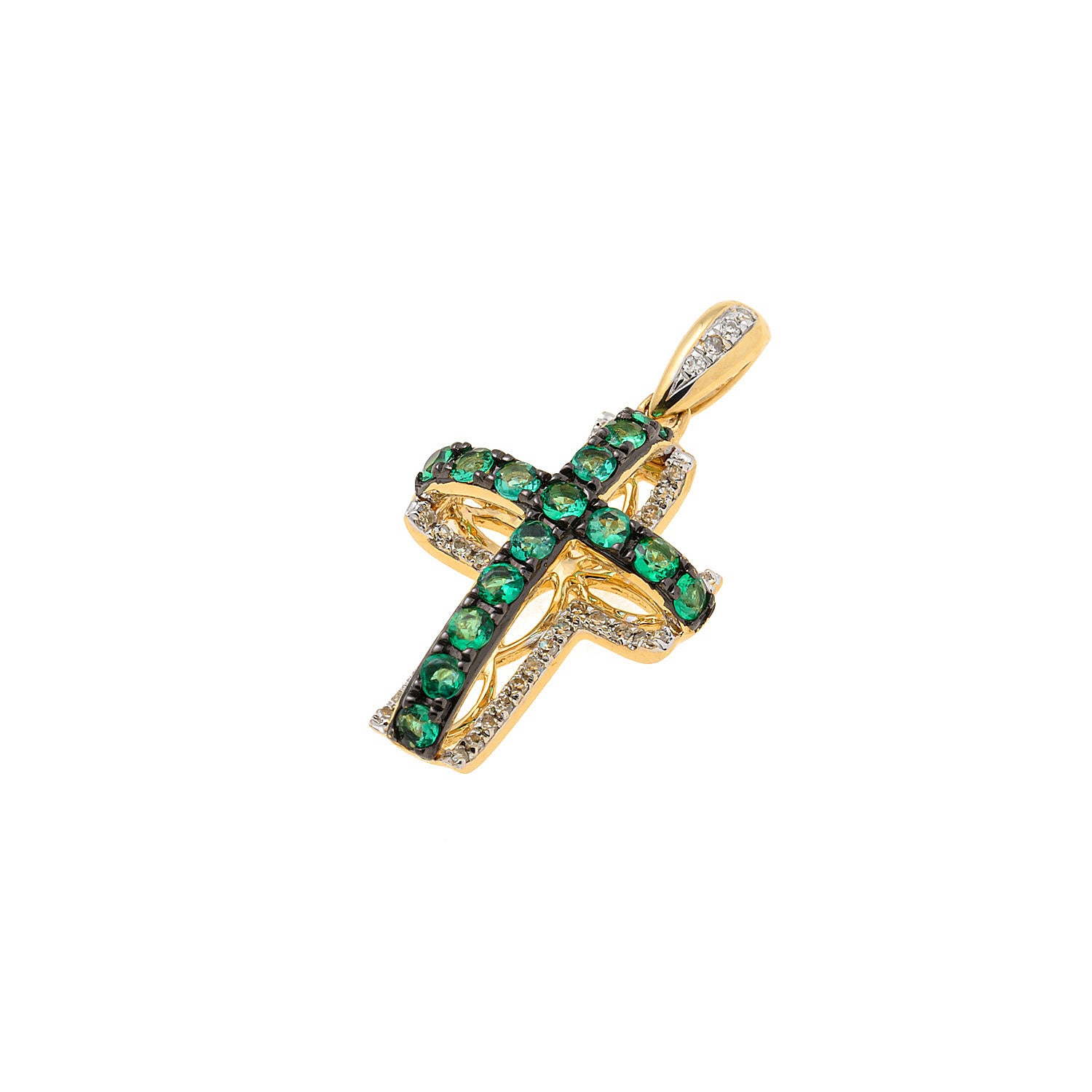 Emerald with Diamonds Cross