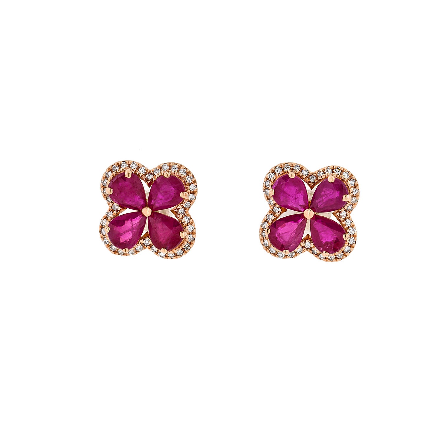 Ruby Flower Stud Earring