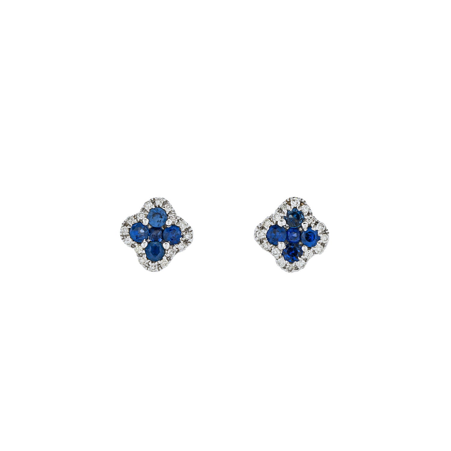 Four Leaf Sapphire Stud Earrings