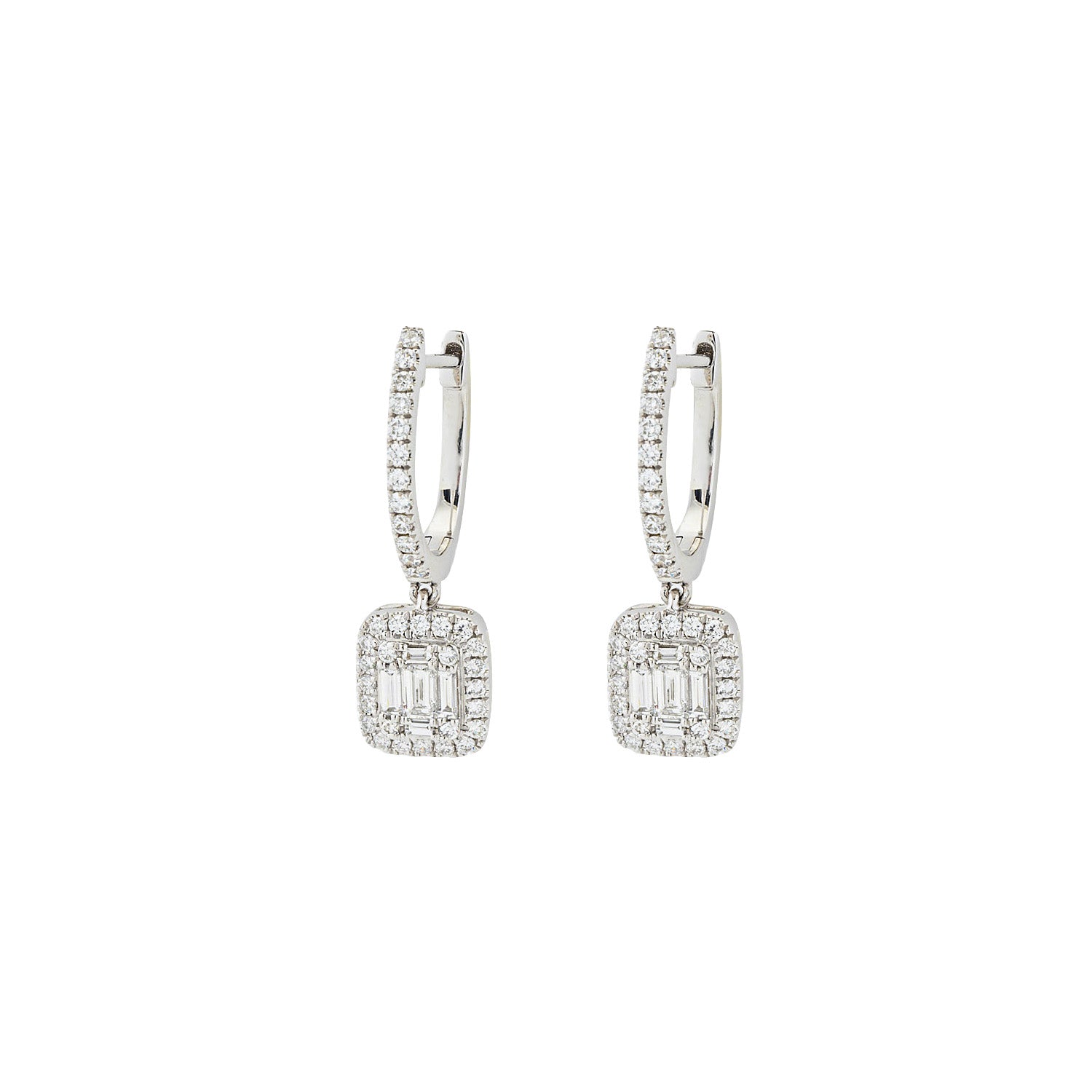 Bagguette Diamond Hoop Earrings