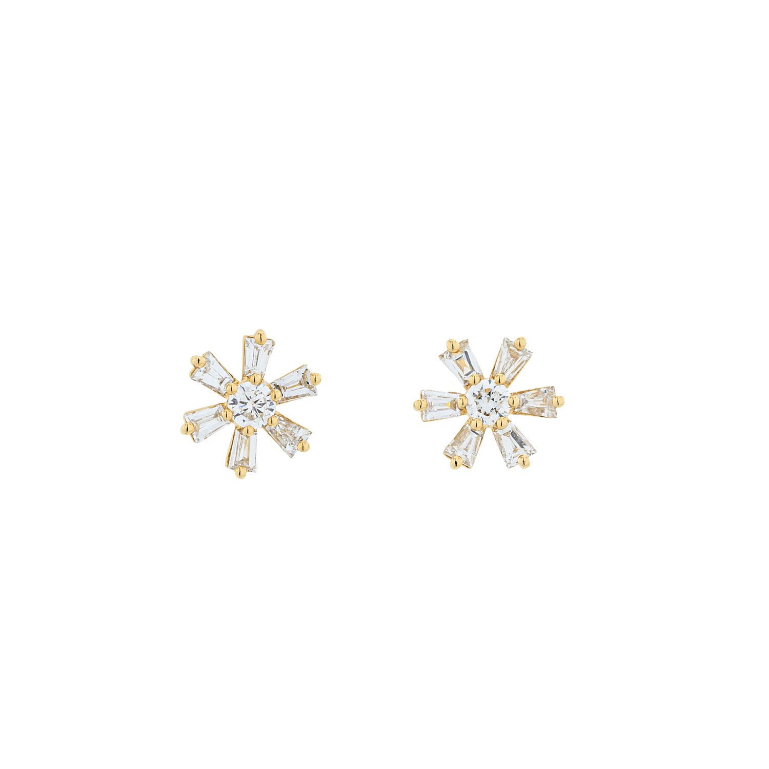 Bagguette Diamond Flower Earrings