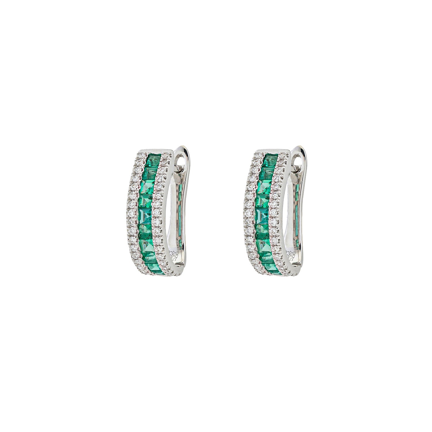 Emerald and Diamond Hoop Earrings