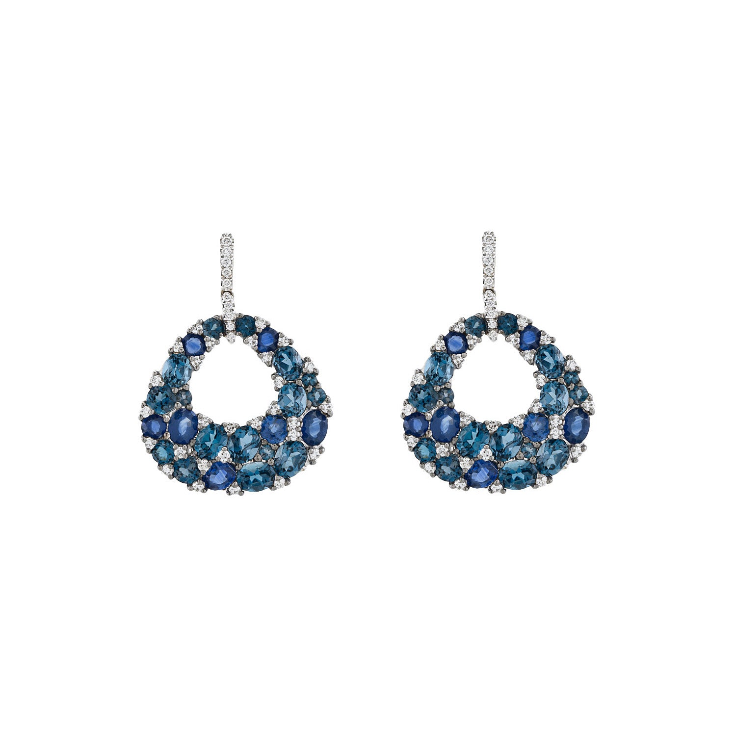 London Blue and Sapphire Diamond Earrings