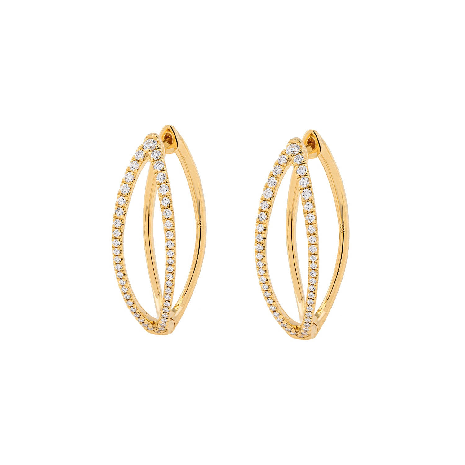 Leaf Hoop Diamond Earrings