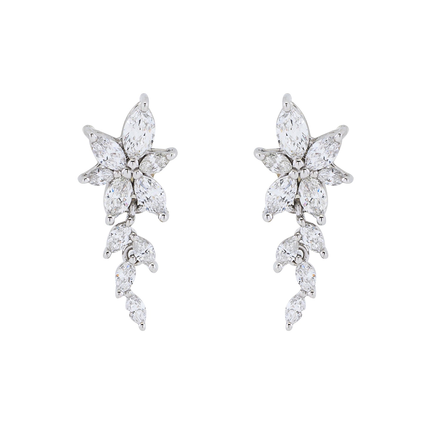 Dangle Flower Diamond Earrings