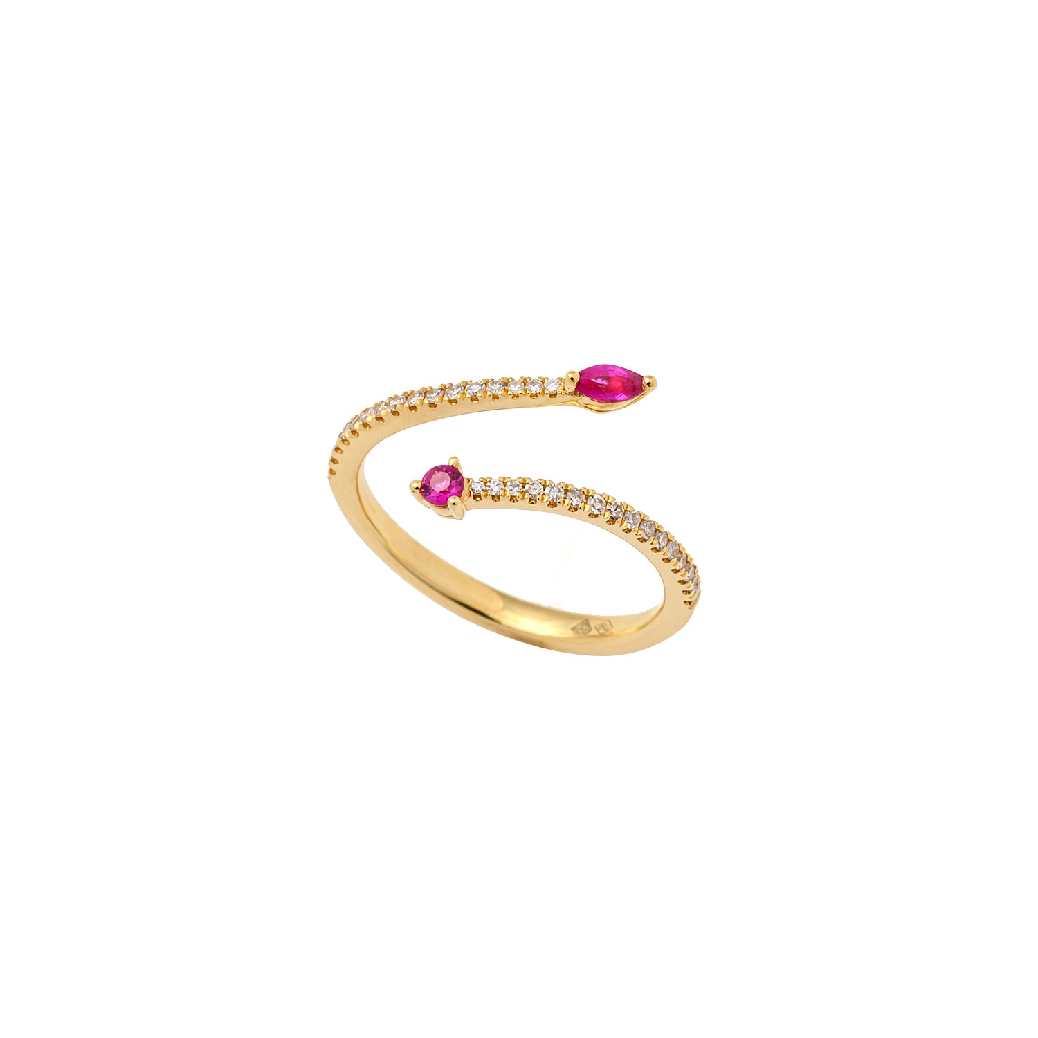 Ruby ends diamond ring