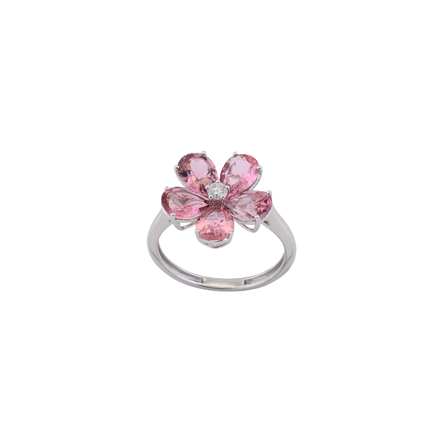 Pink Tourmaline Flower Ring