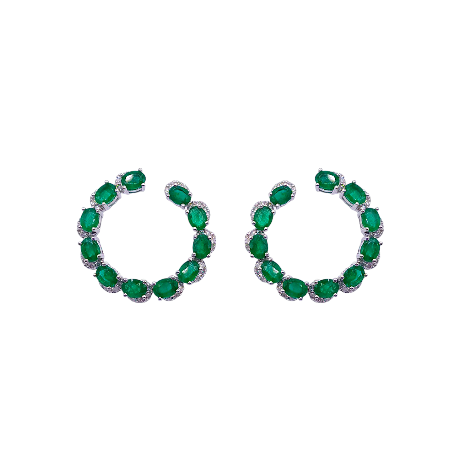 Emerald And Diamond Hoop Earrings