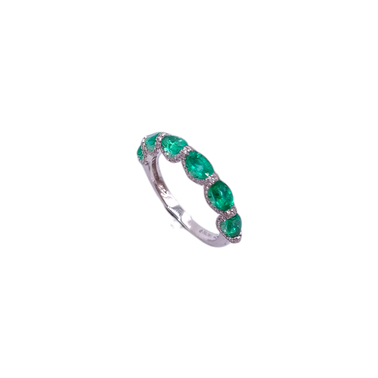 Emerald and Diamond half eternity Ring