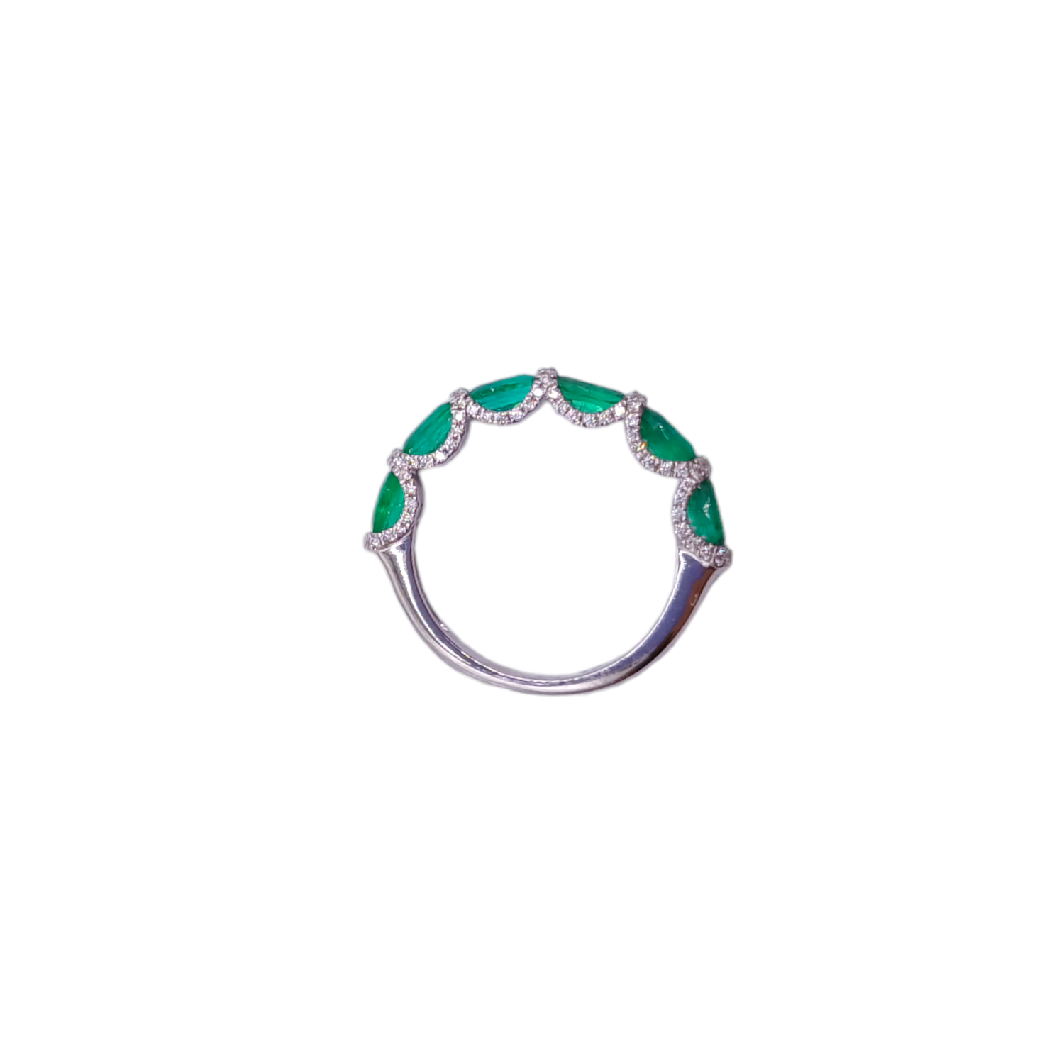 Emerald and Diamond half eternity Ring