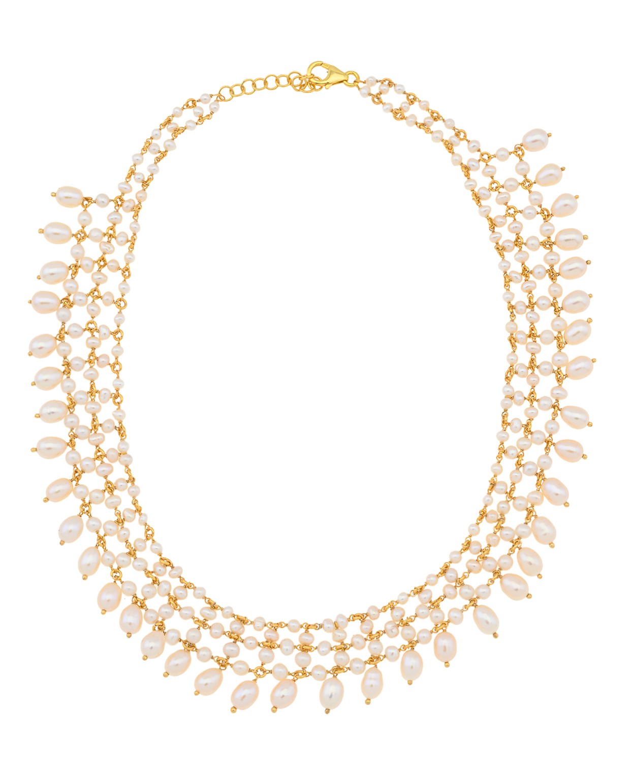 Multi-strand lattice Pearl Necklace