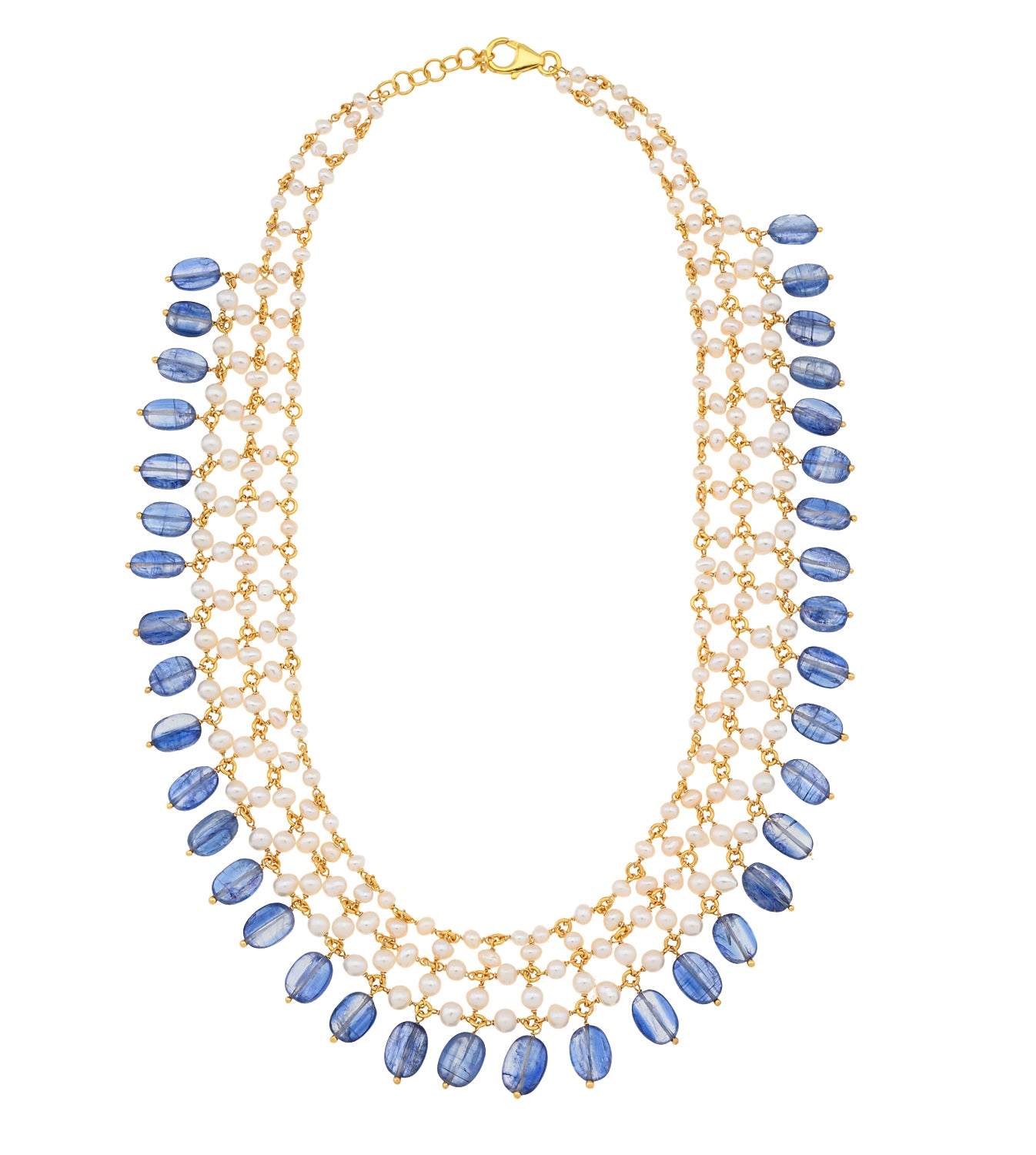 Multi-strand lattice Keynite & Pearl Necklace