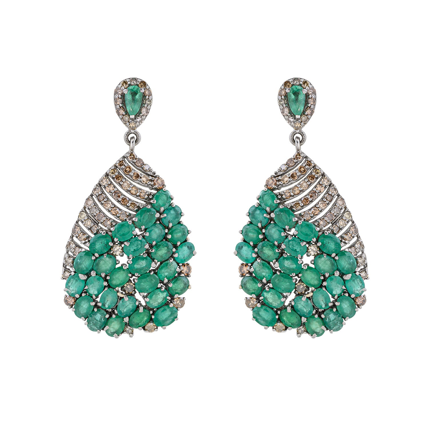 Emerald Drop Silver Earrings