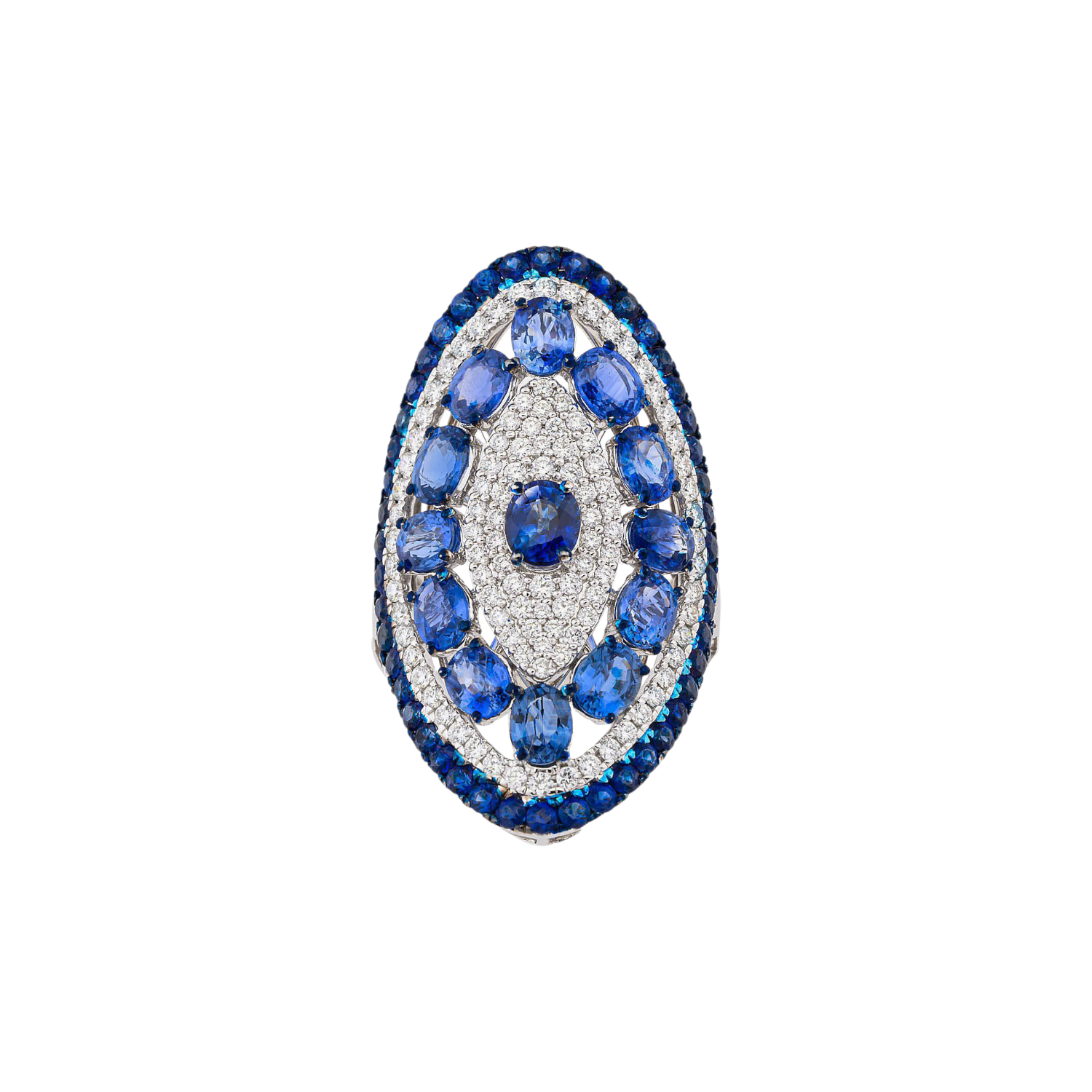 Blue Sapphire Evil Eye Diamond Ring