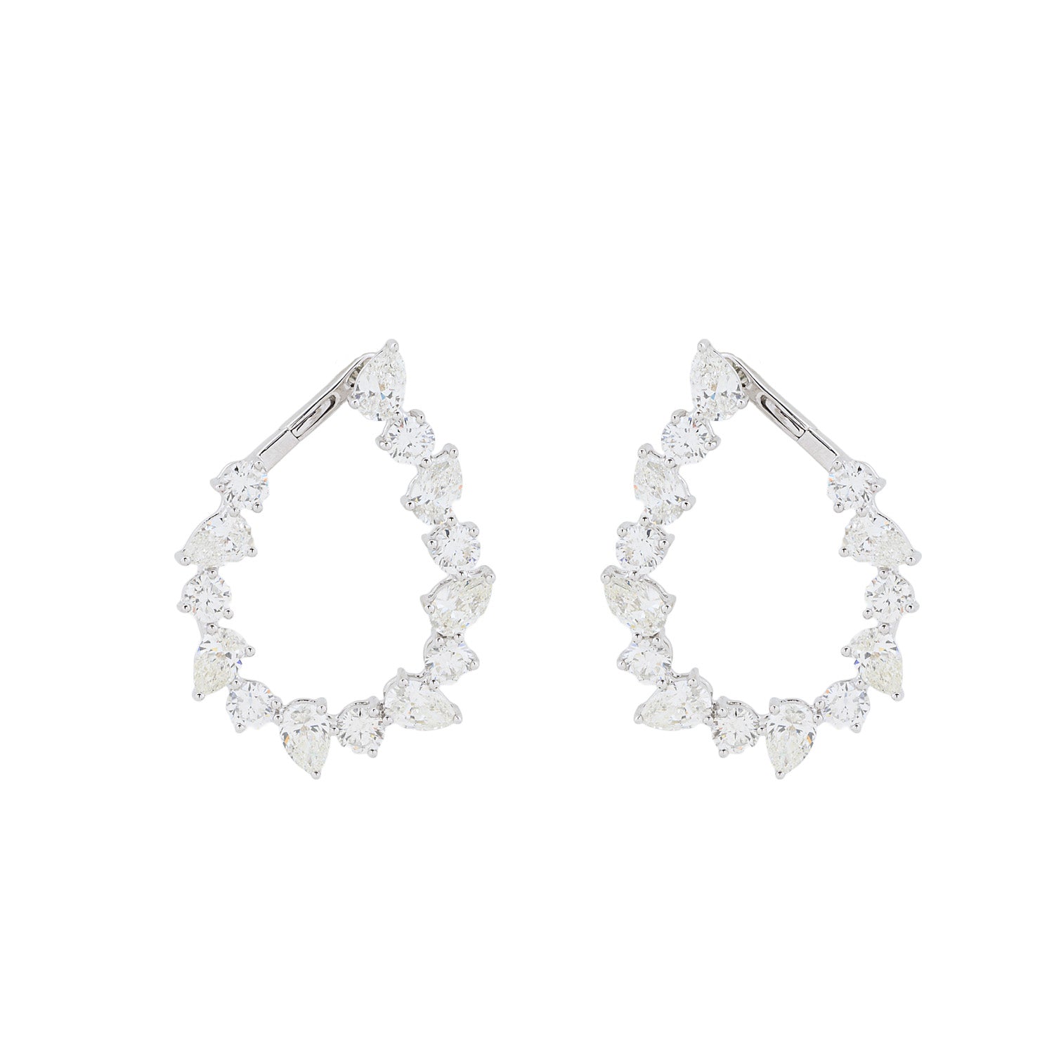 Multi Cut Diamond Hoop Earrings