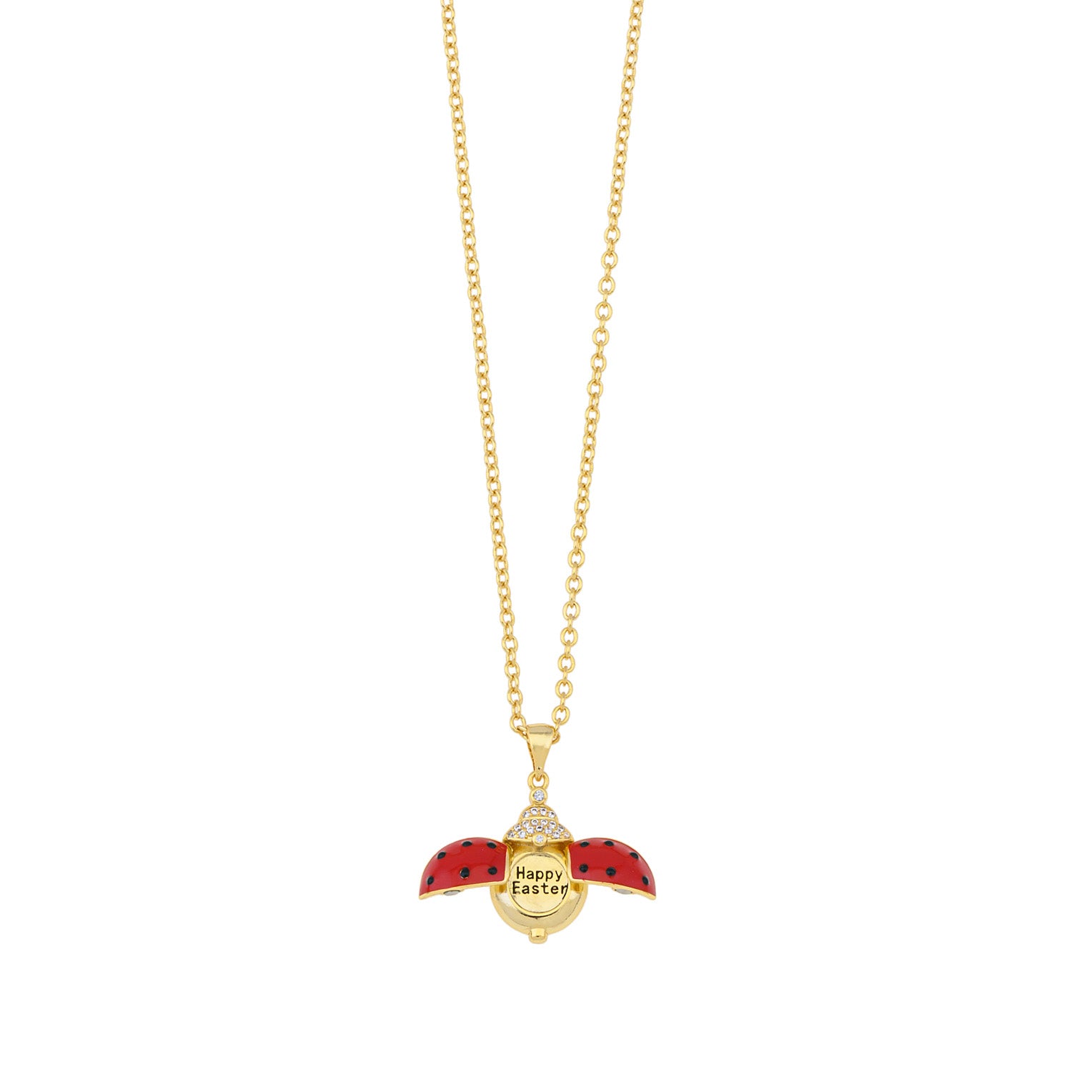 Happy Easter Red Ladybug Necklace