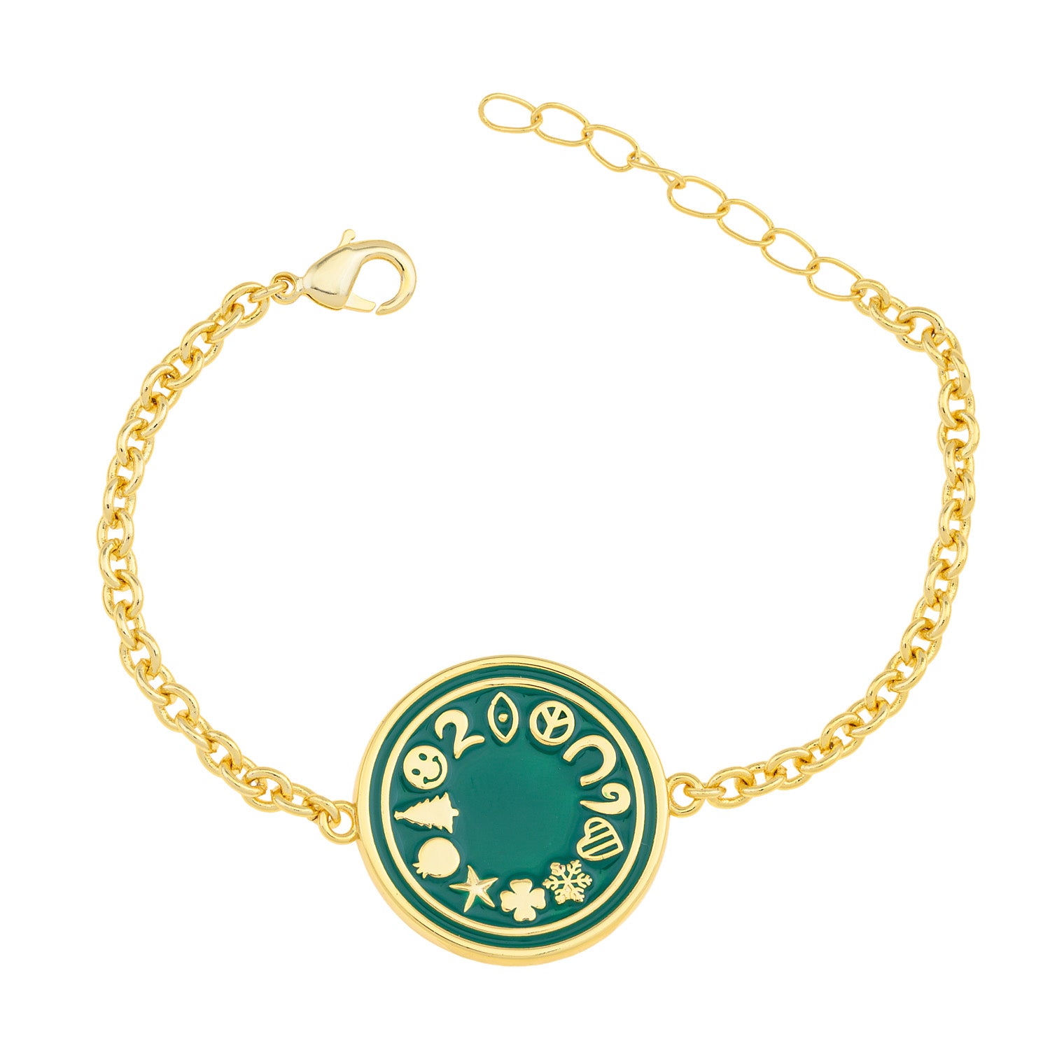 Lucky Symbols Green Enamel Bracelet