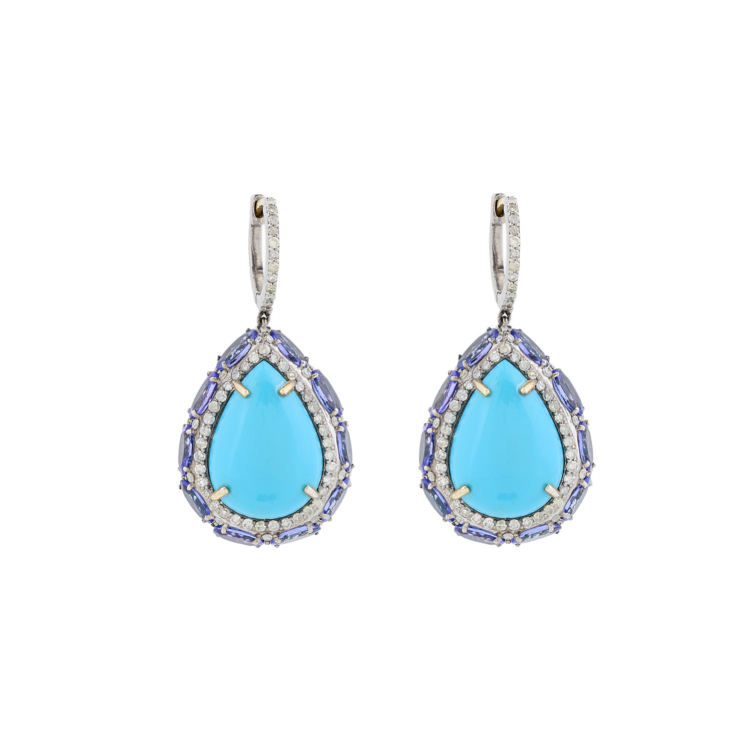 Turquoise Drop Silver Earrings