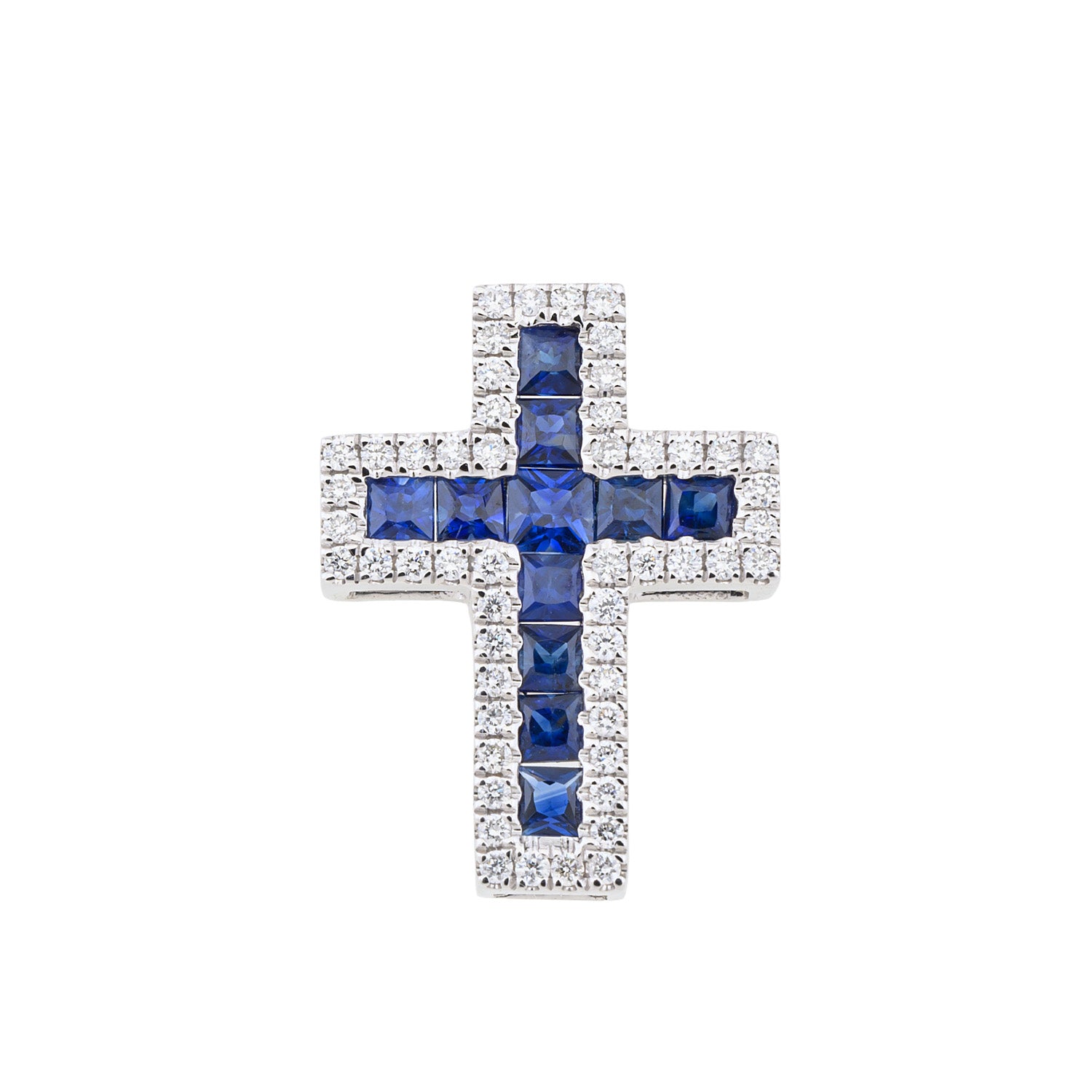 Blue Sapphire and Diamond Cross