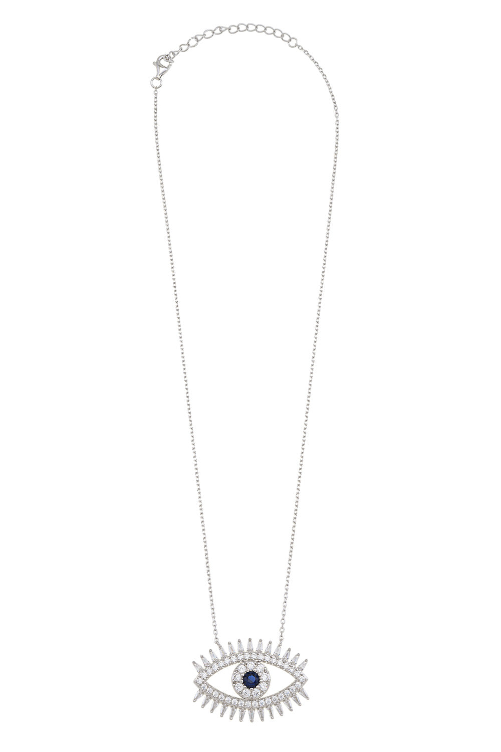 Silver Eye Necklace with 26 eyelashes