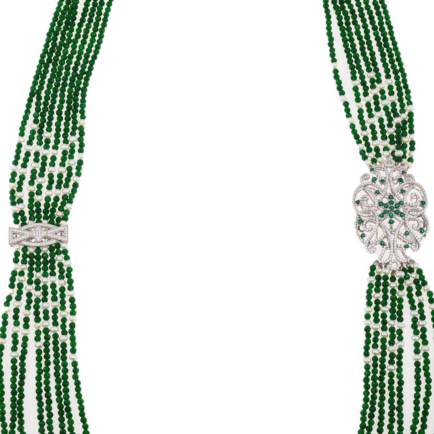 Verdant Grace, Long Green Onyx Beaded Necklace