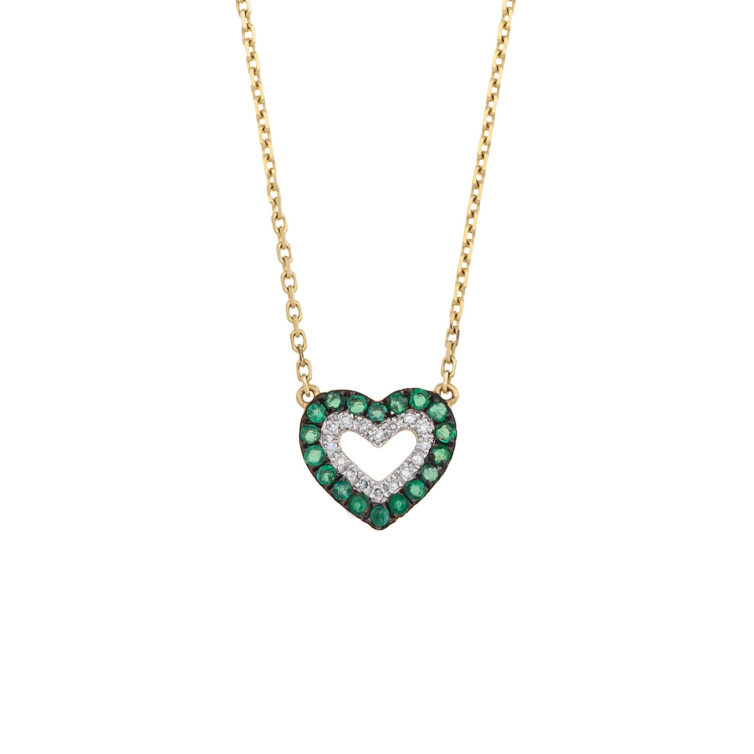 Heart of Emerald Diamond Necklace