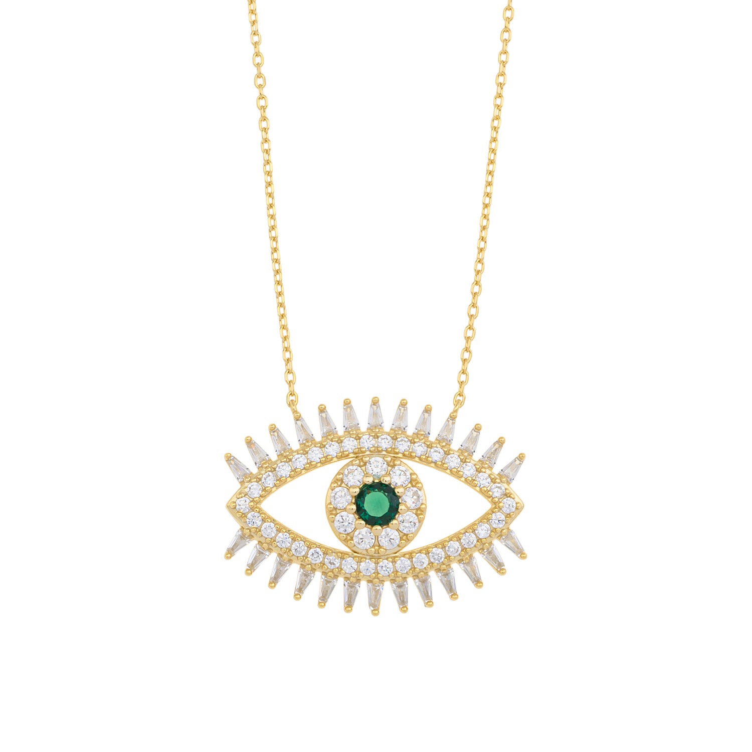 Silver Eye Necklace with 26 eyelashes