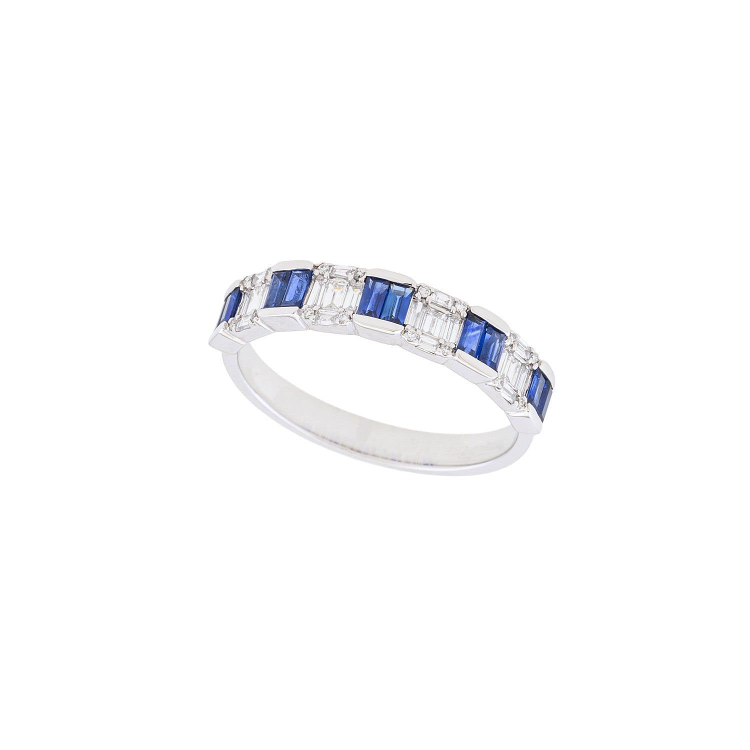 Diamond & Blue Sapphire Half eternity ring