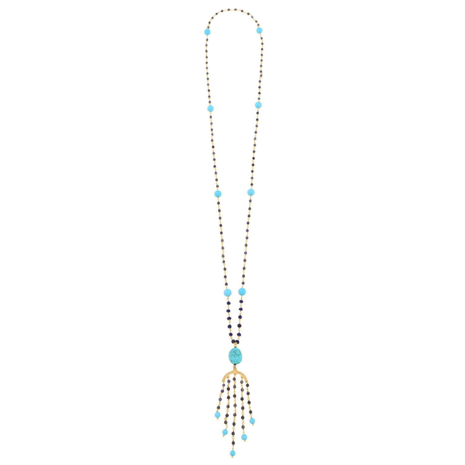 Iolite and Turquoise silver Necklace