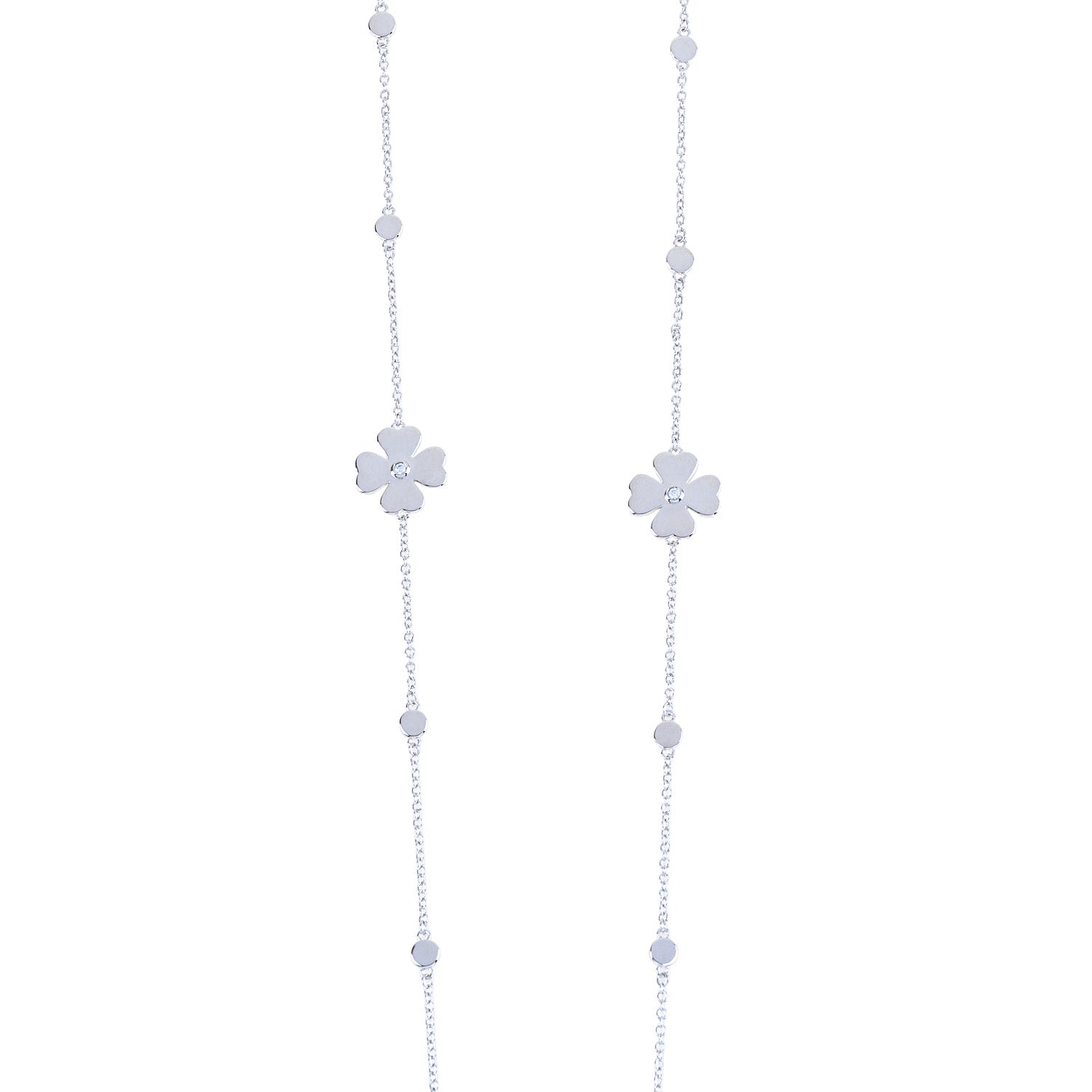 Lucky Necklace with 6 Four Leafs and 20 Circles