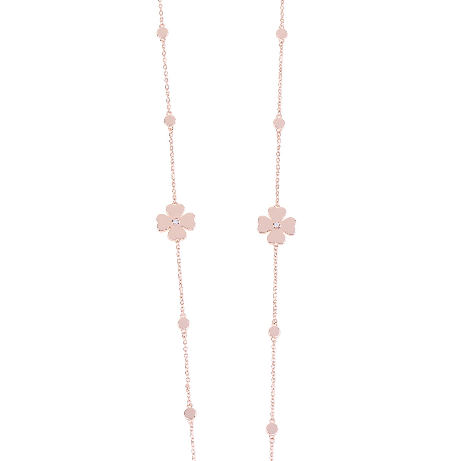 Lucky Necklace with 6 Four Leafs and 20 Circles