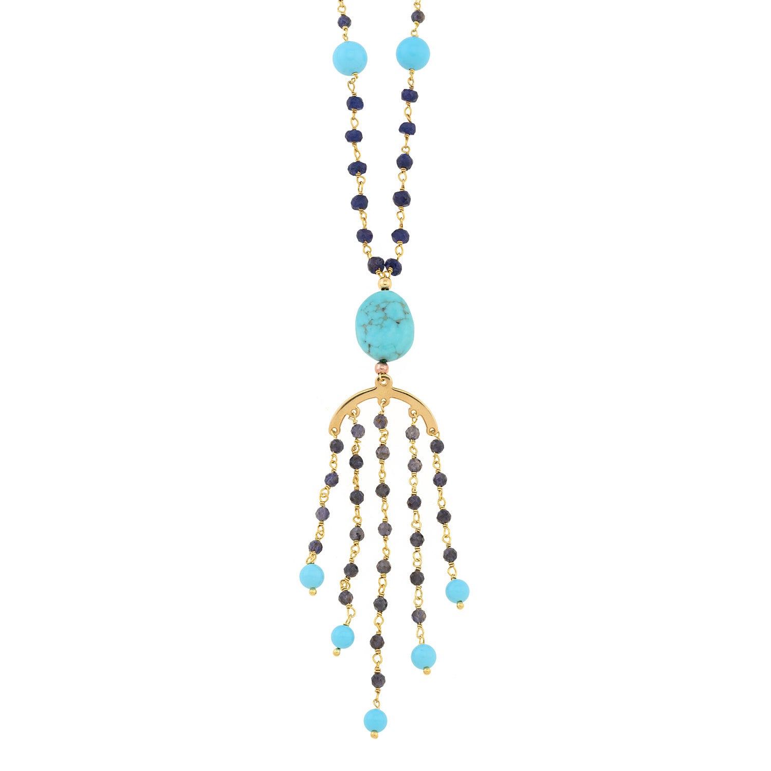 Iolite and Turquoise silver Necklace