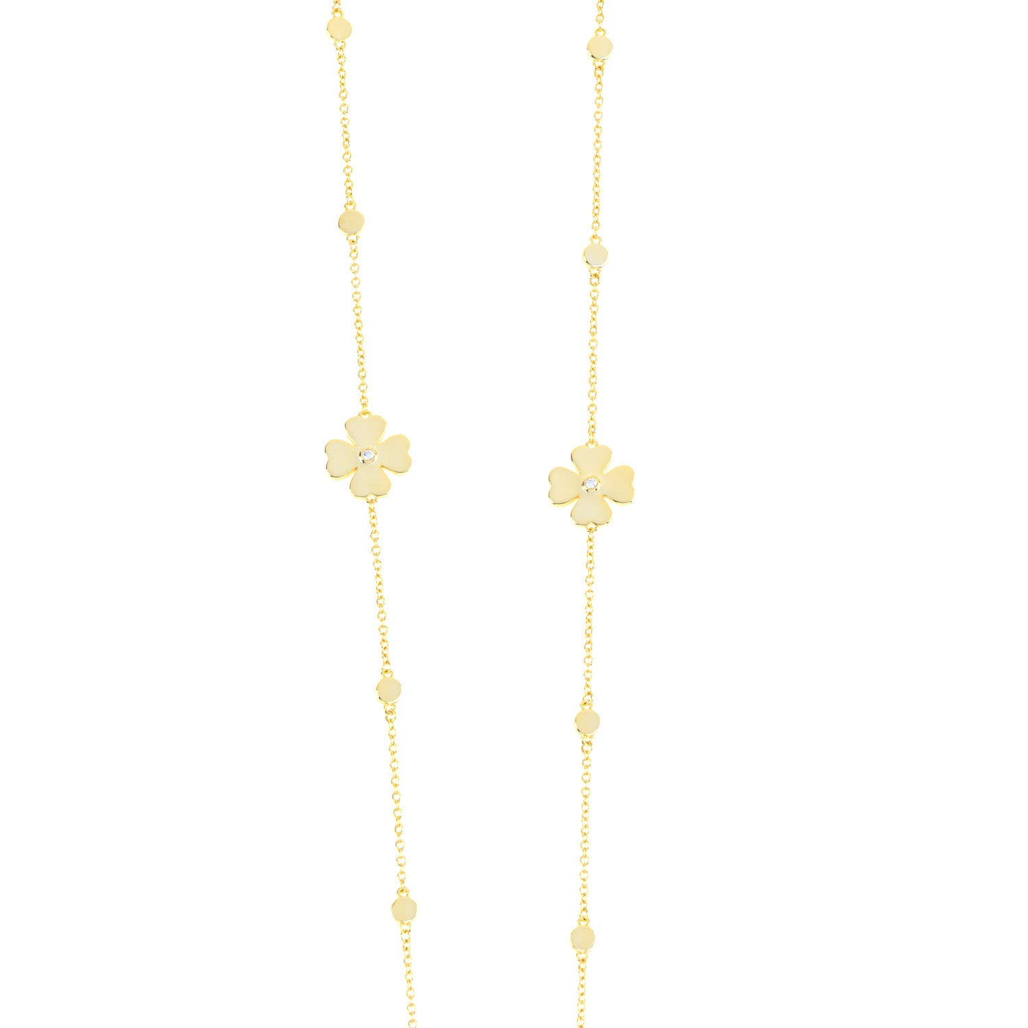 Lucky Necklace with 6 Four Leafs and 20 Circles