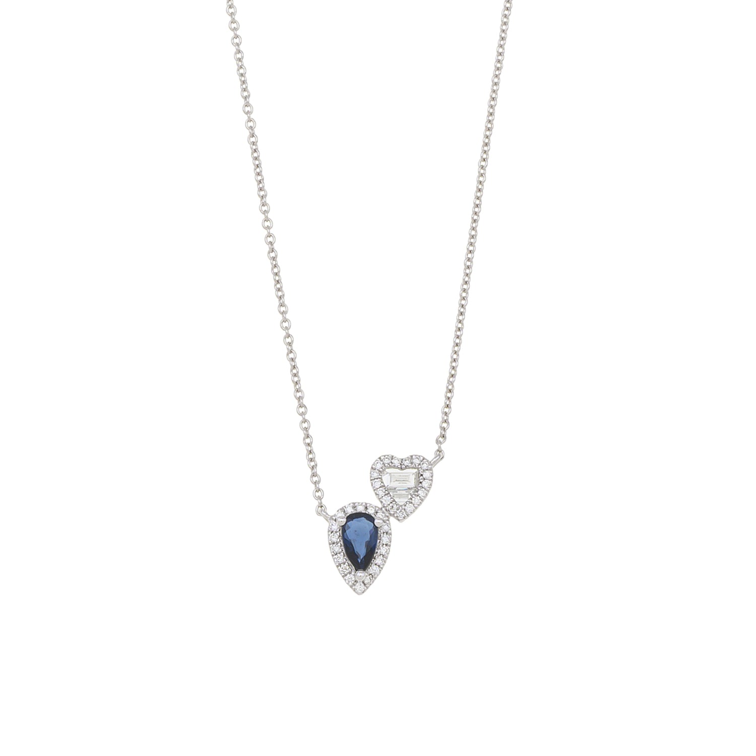 Sapphire and Diamond heart necklace