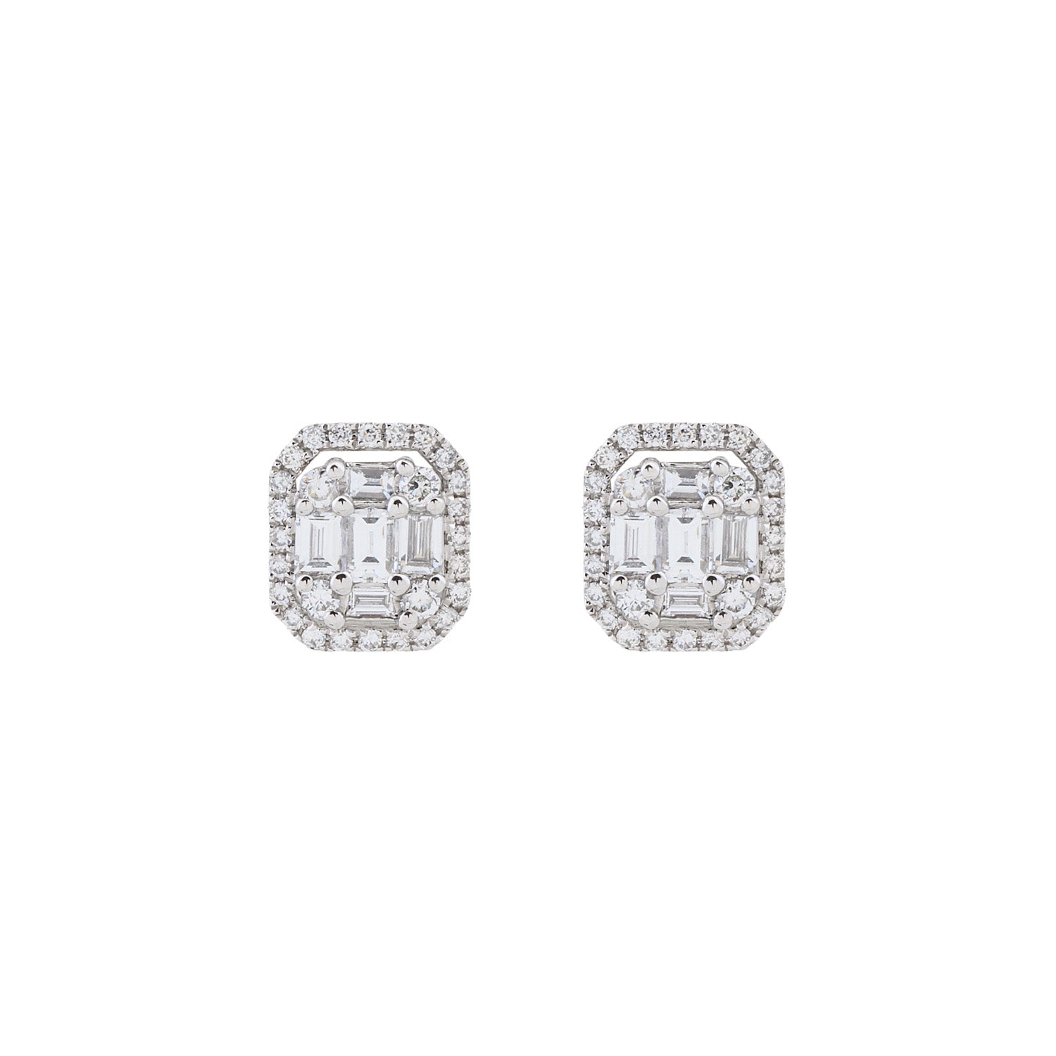 Diamond multi cut stud earrings