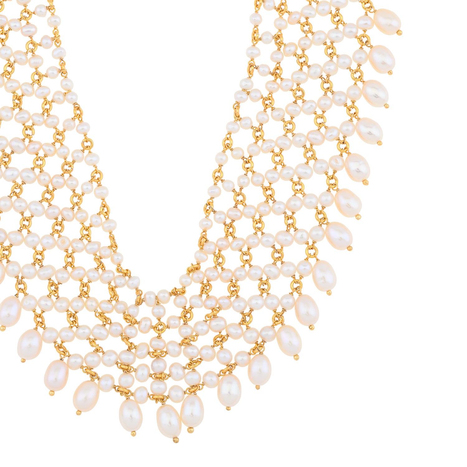 Multi strand lattice Pearl Necklace